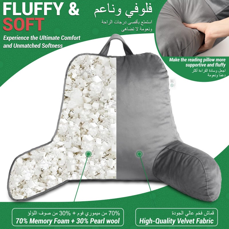 Arabest Reading Pillow, Backrest Pillow for Bed，Reading Pillows for Sitting in Bed Adult, Back Support Pillow with Arms，Sit Up Pillow for Bed, Use as Bedrest Relief from GERD Heartburn - Image 4